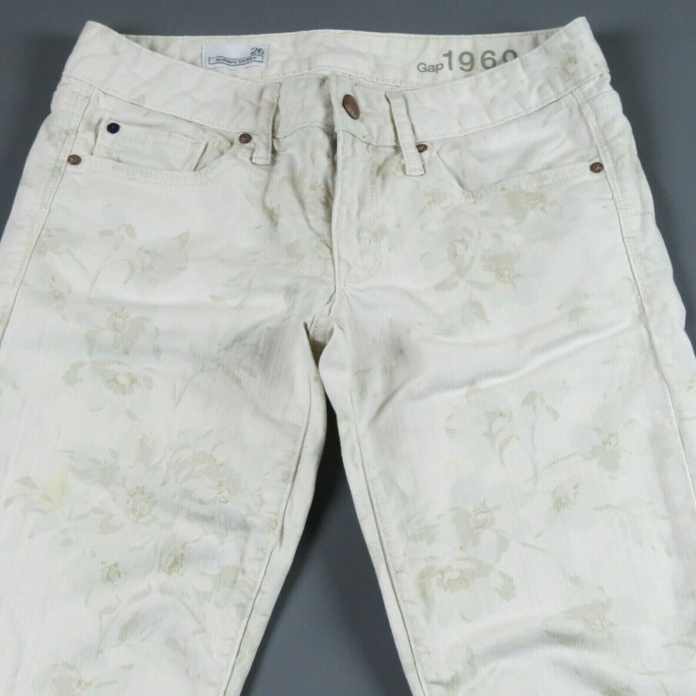 GAP 1969 Always Skinny off white floral jeans